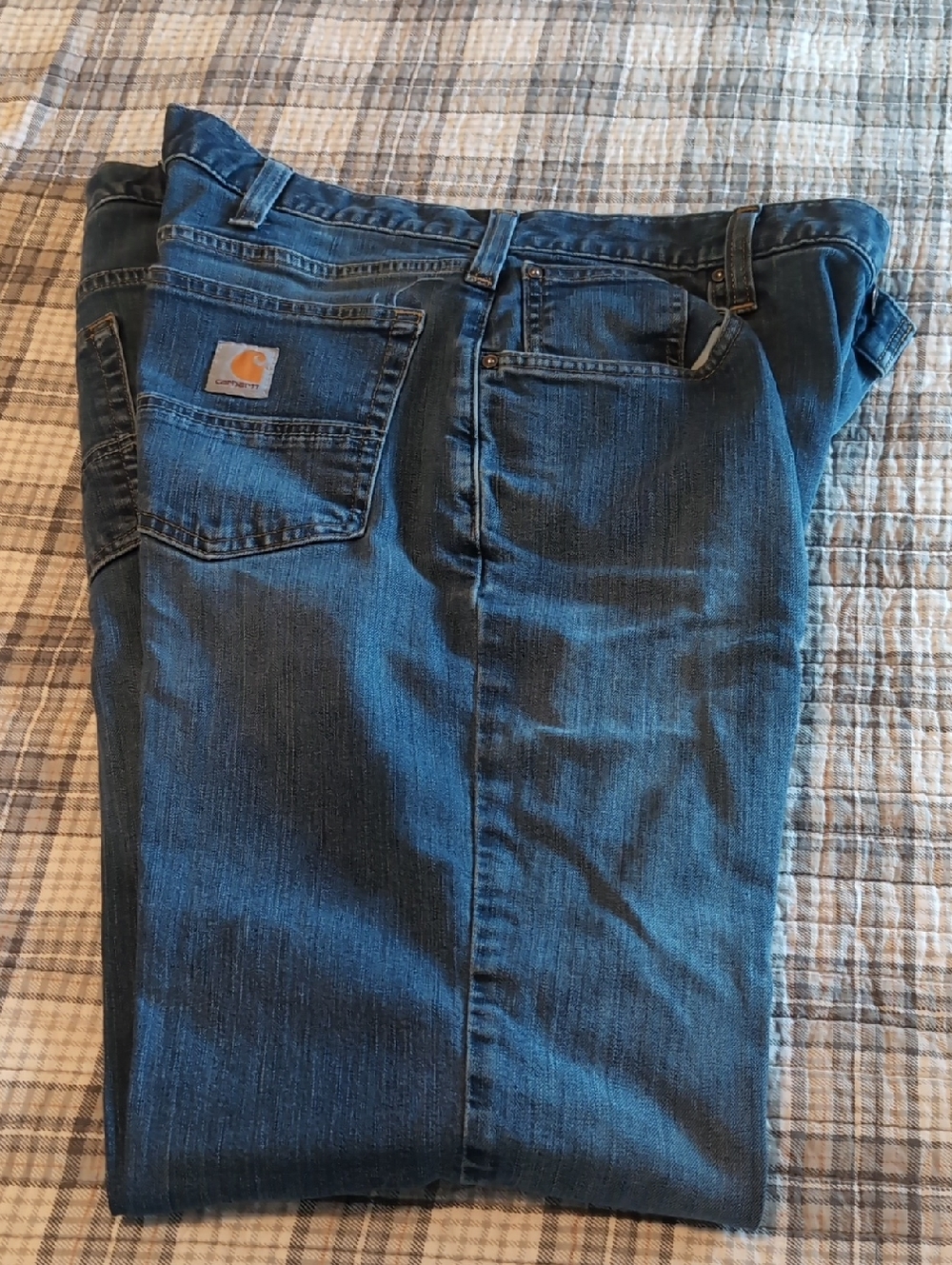 Carhartt Blue Denim Work Jeans with Logo Patch